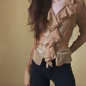 ✖️SOLD✖️Vintage // Victorian ruffle top